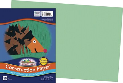 SunWorks 12 x 18 Construction Paper, Light Green, 50 Sheets (P8107)