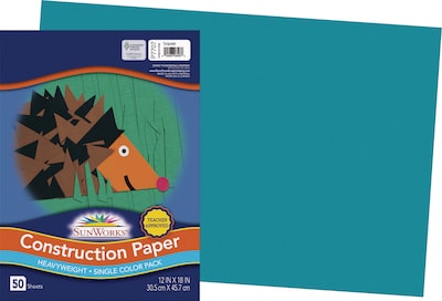 SunWorks 12 x 18 Construction Paper, Turquoise, 50 Sheets (P7707)