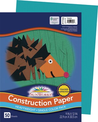 SunWorks 9 x 12 Construction Paper, Turquoise, 50 Sheets (P7703)