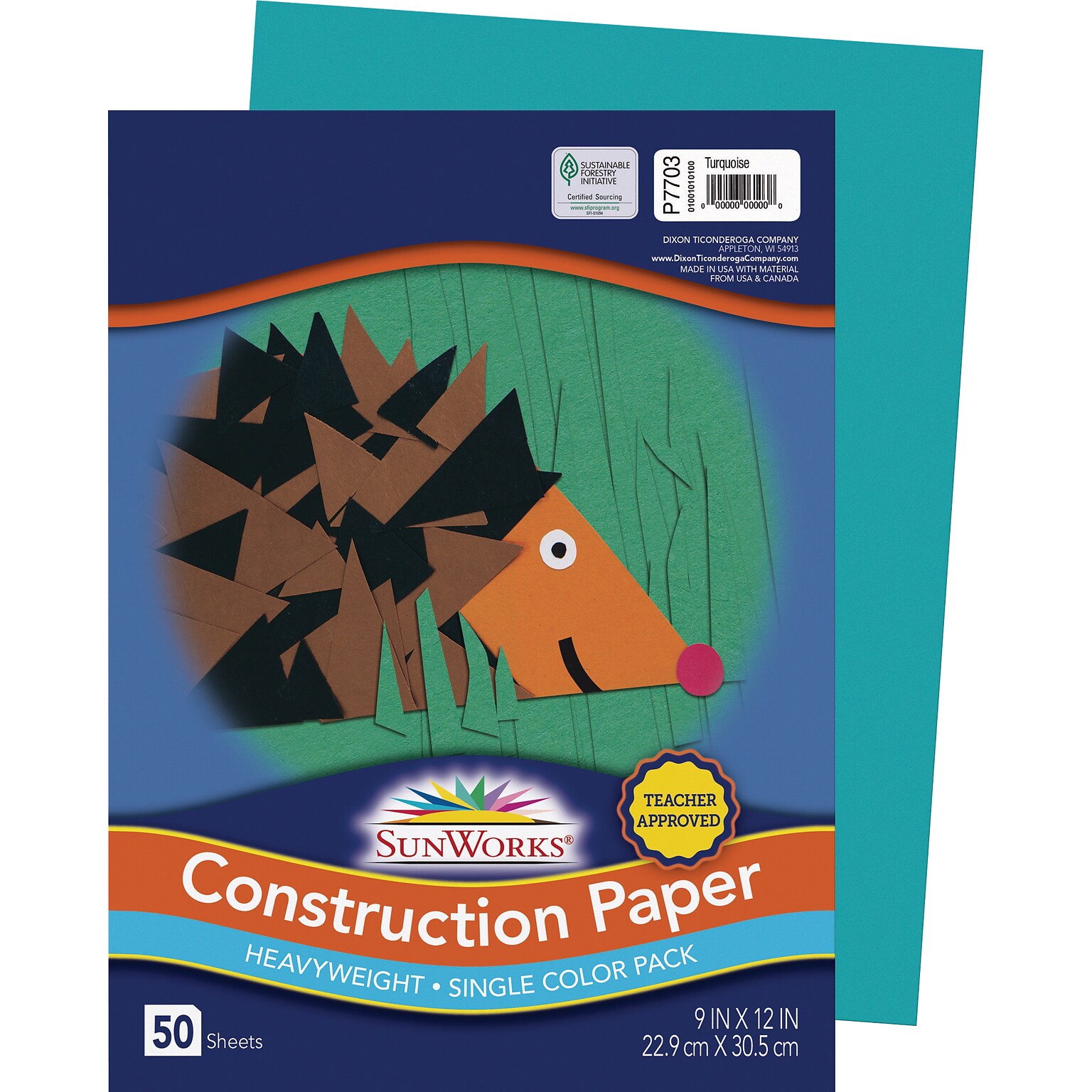 SunWorks 9 x 12 Construction Paper, Turquoise, 50 Sheets (P7703)