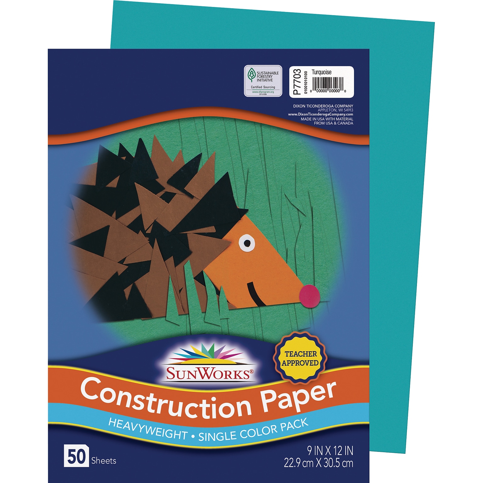 SunWorks 9 x 12 Construction Paper, Turquoise, 50 Sheets (P7703)