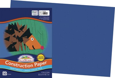 SunWorks 12 x 18 Construction Paper, Dark Blue, 50 Sheets (P7307)