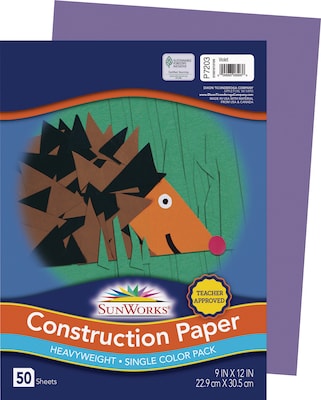 SunWorks 9 x 12 Construction Paper, Violet, 50 Sheets (P7203)