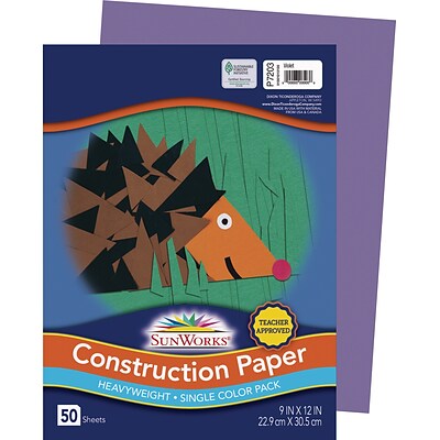 SunWorks 9 x 12 Construction Paper, Violet, 50 Sheets (P7203)