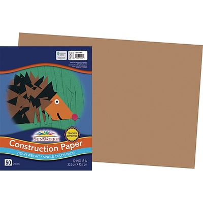 SunWorks 12 x 18 Construction Paper, Light Brown, 50 Sheets (P6907)
