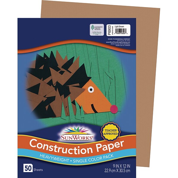 Prang Construction Paper, Light Brown,  9 x 12, 50 Sheets (P6903)