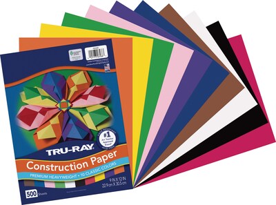 Tru-Ray 9 x 12 Construction Paper, Assorted Colors, 500 Sheets (P6588)