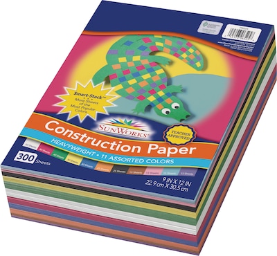 Pacon SunWorks Smart Stack Construction Paper 9"X12"-300 Sheets/Pkg, Assorted Colors