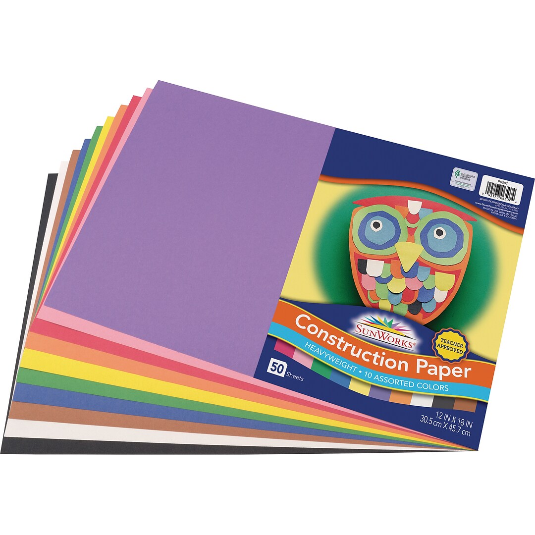 78812-9 48 Sheets Norcom Contruction Paper 8 Assorted Colors 18 x 12 Inches 