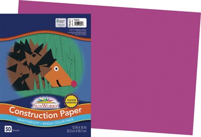 SunWorks 12 x 18 Construction Paper, Magenta, 50 Sheets (P6407)