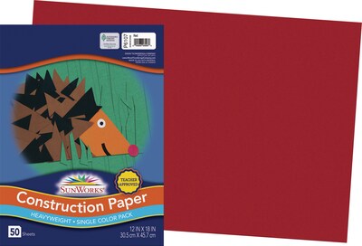 Prang Construction Paper, Red,  12 x 18, 50 Sheets (P6107)
