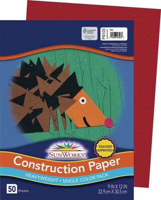 Prang Construction Paper, Red,  9 x 12, 50 Sheets (P6103)