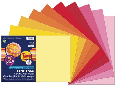 Tru-Ray 12 x 18 Construction Paper, Warm Assorted, 50 Sheets (P102948)