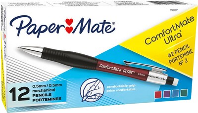 Paper Mate Comfortmate Ultra Mechanical Pencil, 0.5mm, #2 Medium Lead, Dozen (1738797)