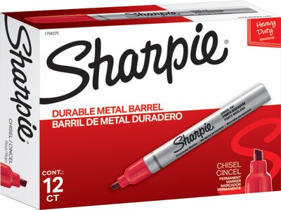 Sharpie Pro Permanent Markers, Chisel Point, Red, 12/Pack (1794225)