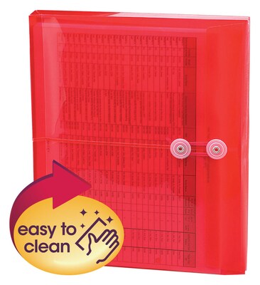 Smead Plastic File Pocket, 1 1/4 Expansion, Letter Size, Red, 5/Pack (89527)