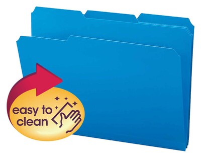 Smead Poly File Folder, 1/3-Cut- Tab Letter Size, Blue, 24/Box (10503)