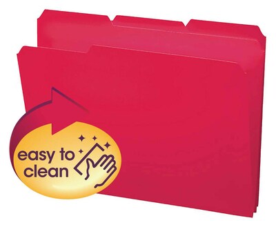 Smead Poly File Folder, 1/3-Cut- Tab Letter Size, Red, 24 per Box (10501)