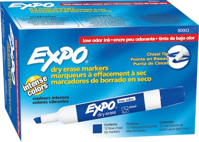 Expo Dry Erase Markers, Chisel Tip, Blue, 12/Pack (80003)