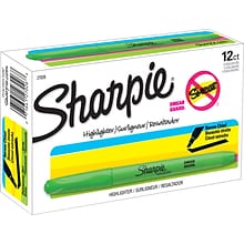 Sharpie Pocket Stick Highlighter, Chisel Tip, Fluorescent Green, Dozen (27026)