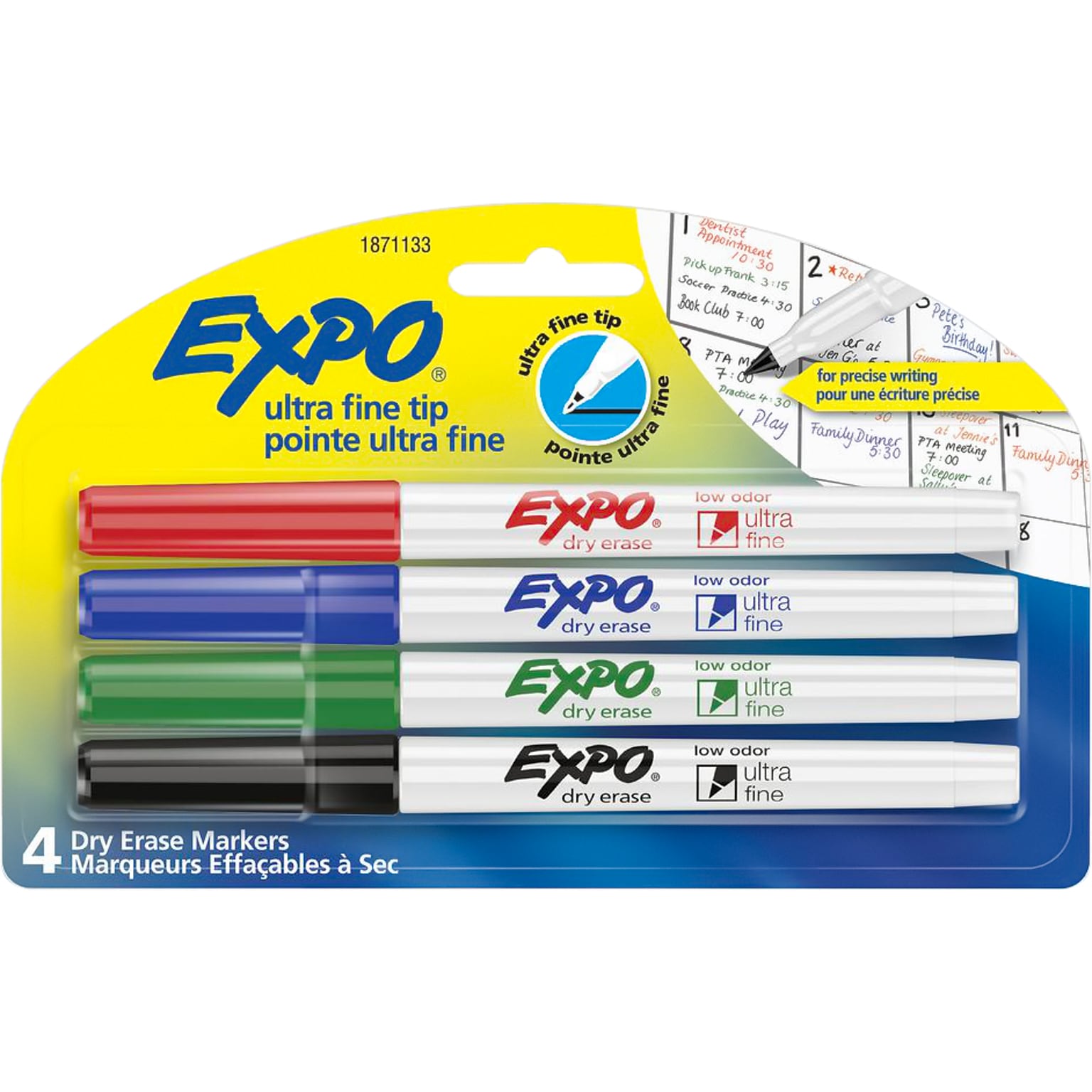 Expo Dry Erase Markers, Ultra Fine Tip, Assorted, 4/Pack (1871133)