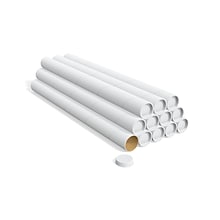 Coastwide Professional Mailing Tube with End Cap, 2 x 24, White, 12/Pack (CW55308)