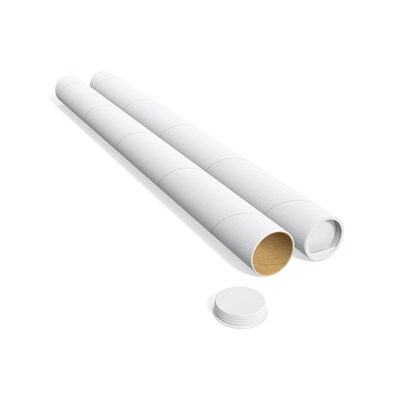 Coastwide Professional Mailing Tube with End Cap, 2 x 24, White, 12/Pack (CW55308)