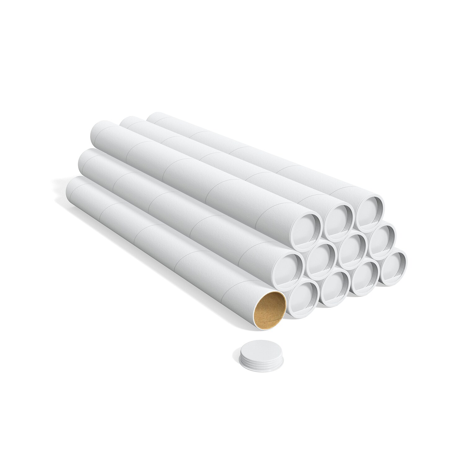 3 x 30 Mailing Tube with Caps, White, 12/Carton (ST55305)