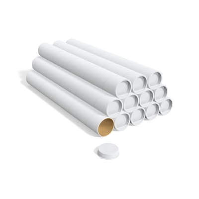 Coastwide Professional™ 3 x 24 Mailing Tube with Caps, White, 12/Box (CW55304)