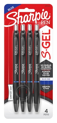 Sharpie S-Gel Retractable Gel Pen, Medium Point, Blue Ink, 4 Pack (2096172)