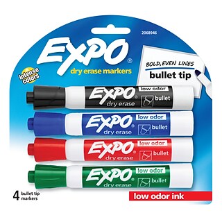 Expo Dry Erase Markers, Bullet Point, Assorted Ink, 4/Pack (2081760)