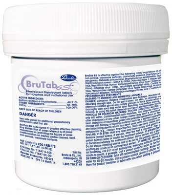 BruTab 6S Disinfectant & Sanitizer Tablets, 3.3mg, 200/Tub, 6 Tubs/Carton (161021-8G)