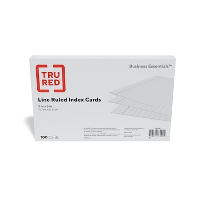 Staples® Lined Index Cards, 5 x 8, White, 100 Cards/Pack (ST51016-CC)