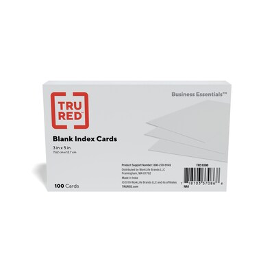 Staples 3 x 5 Index Cards, Blank, White, 100/Pack (TR51008) | Quill