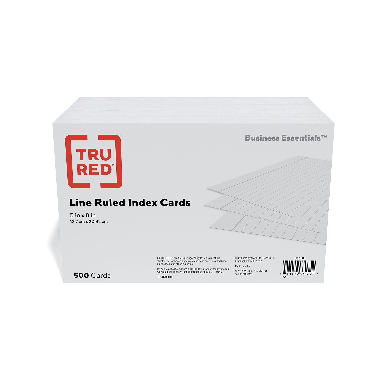 Staples 5 x 8 Index Cards, Lined, White, 500/Pack (TR51006)