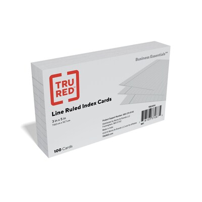 TRU RED™ 3" x 5" Index Cards, Lined, Gray, 100/Pack (TR51014)