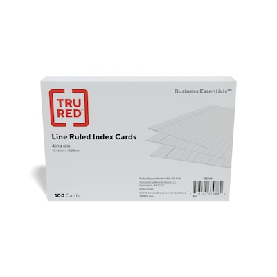 Staples 4" x 6" Index Cards, Lined, White, 100/Pack (TR51001)