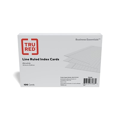 Staples 4 x 6 Index Cards, Lined, White, 100/Pack (TR51001) | Quill