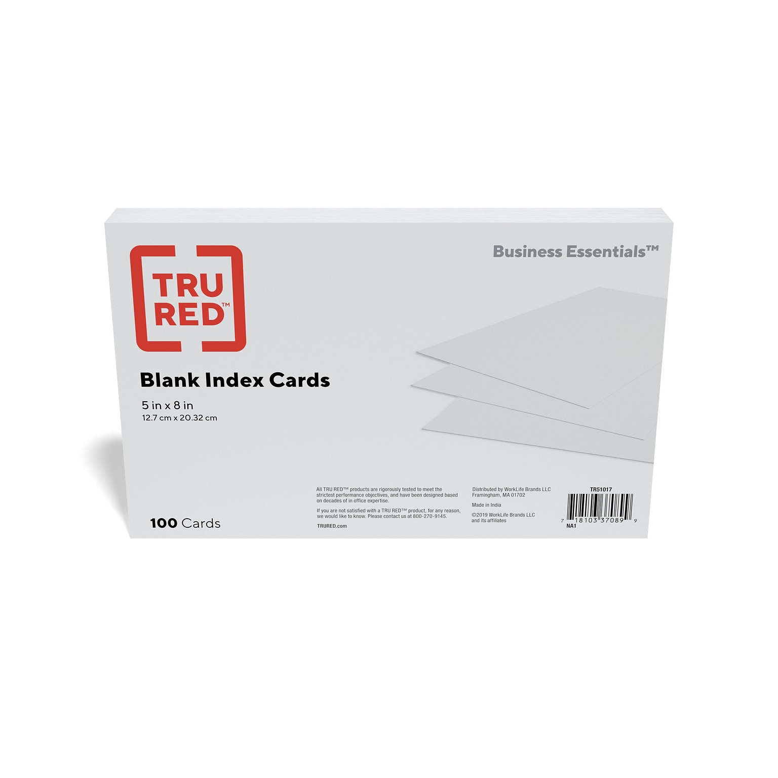 TRU RED™ 5 x 8 Index Cards, Blank, White, 100/Pack (TR51017)