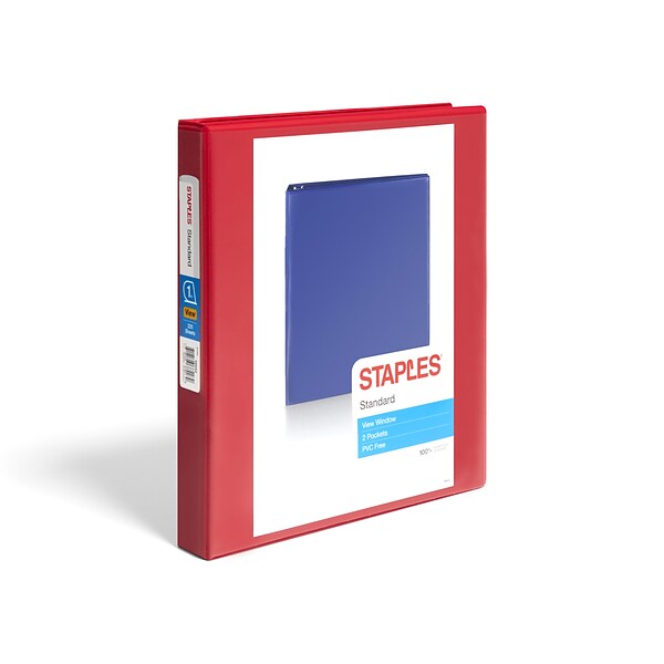 Standard 1 3 Ring View Binder with D-Rings, Red (58652)