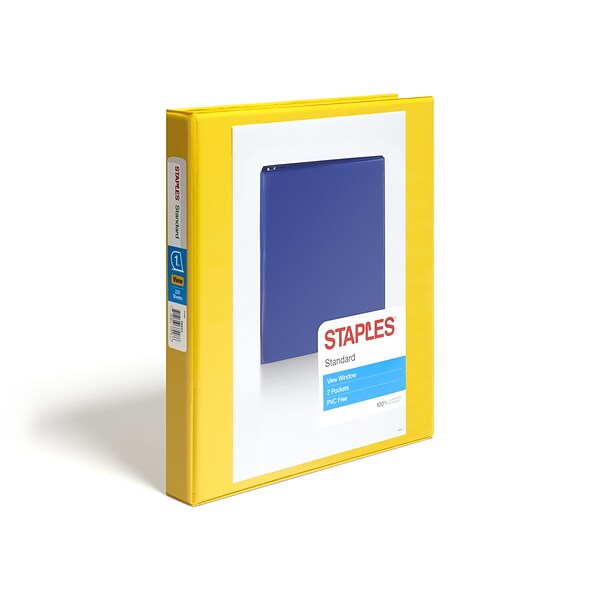 Standard 1 3 Ring View Binder with D-Rings, Yellow (58652)