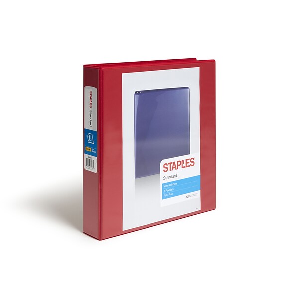 Standard 1.5 3 Ring View Binder with D-Rings, Red (58652)