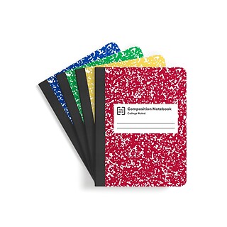 TRU RED™ Composition Notebook, 7.5 x 9.75, College Ruled, 100 Sheets, Assorted Colors, 4/Pack (TR5