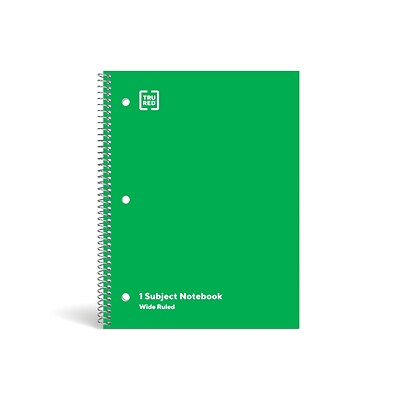 TRU RED™ 1-Subject Notebook, 8 x 10.5, Wide Ruled, 70 Sheets, Green (TR24006)