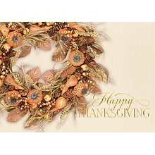 Custom Happy Thanksgiving Wreath Cards, with Envelopes, 7-7/8 x 5-5/8, 25 Cards per Set