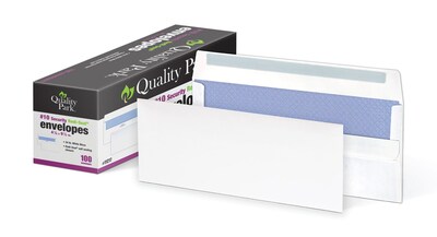 Quality Park Redi-Seal Security Tinted #10 Envelope, 9.65 x 4.19, White, 100/Box (QUA11217)