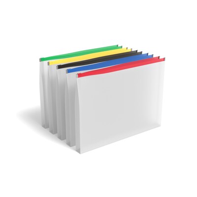 TRU RED™ Moisture Resistant Plastic Filing Envelopes with Zipper Closure, Legal Size, Assorted Colors, 5/Pack (TR51838/51838)