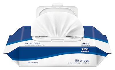 75% Ethyl Alcohol Wipes, 50/Pack (W-07524)