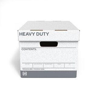 TRU RED™ Heavy Duty File Box, Lift Off Lid, Letter/Legal, White/Gray, 4/Carton (TR59218)
