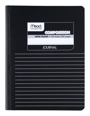 Mead Square Deal 1-Subject Composition Notebooks, 7.5 x 9.75, Wide Ruled, 100 Sheets, Black (09920)